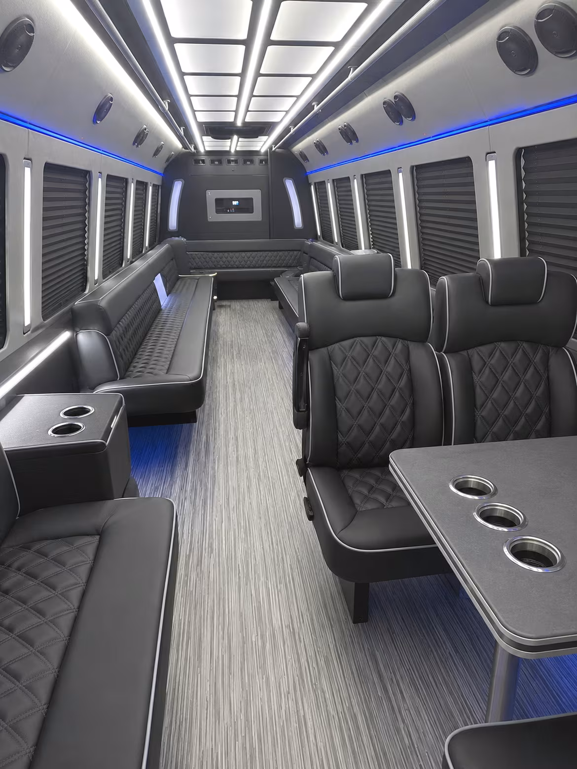 gallatin 25 passenger party bus inside