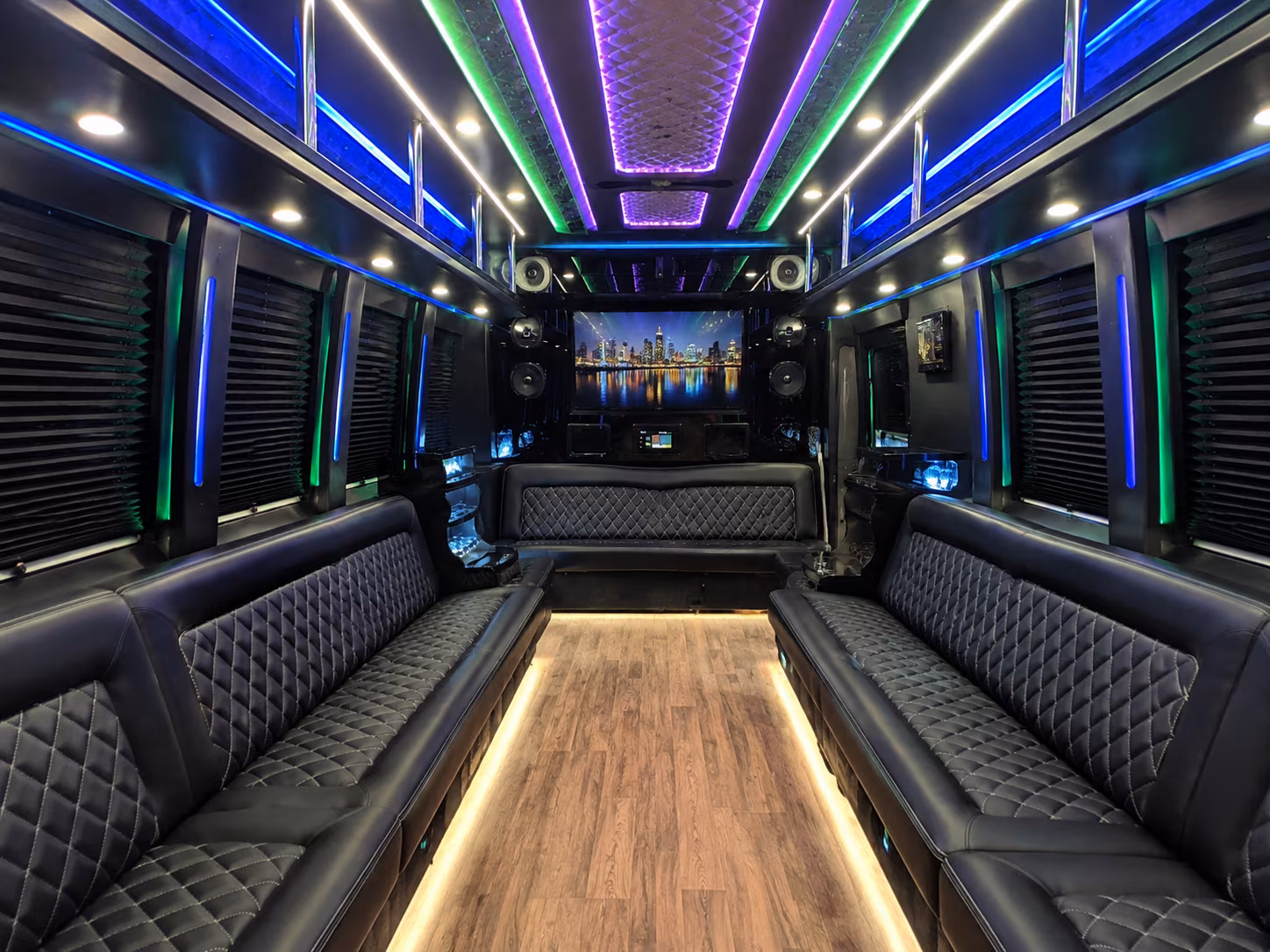 gallatin 25 passenger party bus interior