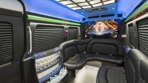 Interior of Charter Bus Company Gallatin's Sprinter Limo in Gallatin